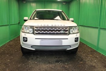 Защитная сетка в бампер (низ, ячейка 3х7 мм) Alfeco Стандарт Land Rover Freelander  L359 (2010-2012) 1-ый рестайлинг (Хром)