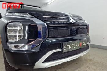 2 999 р. Защита радиатора (низ) Стрелка11 Стандарт Mitsubishi Outlander GN (2021-2025) (черная)  с доставкой в г. Вологда. Увеличить фотографию 2