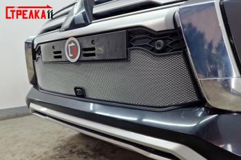 3 489 р. Защита радиатора (с камерой) Стрелка11 Стандарт  Mitsubishi Pajero Sport  QF (2019-2022) рестайлинг (черная)  с доставкой в г. Вологда. Увеличить фотографию 3