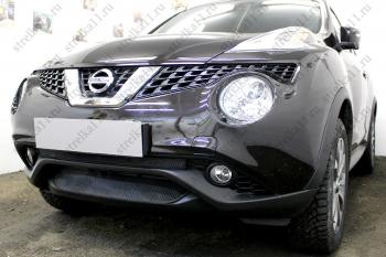 2 569 р. Защита радиатора (середина) Стрелка11 Стандарт  Nissan Juke  1 YF15 (2014-2020) рестайлинг (черная)  с доставкой в г. Вологда. Увеличить фотографию 2