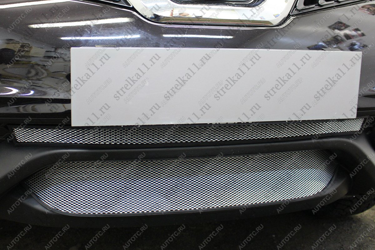 2 699 р. Защита радиатора (середина) Стрелка11 Стандарт  Nissan Juke  1 YF15 (2014-2020) рестайлинг (хром)  с доставкой в г. Вологда