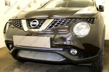 2 699 р. Защита радиатора (середина) Стрелка11 Стандарт  Nissan Juke  1 YF15 (2014-2020) рестайлинг (хром)  с доставкой в г. Вологда. Увеличить фотографию 2
