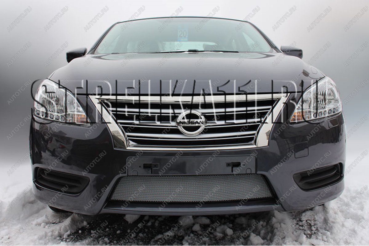 3 179 р. Защита радиатора Стрелка11 Стандарт  Nissan Sentra  7 (2014-2017) B17 (хром)  с доставкой в г. Вологда