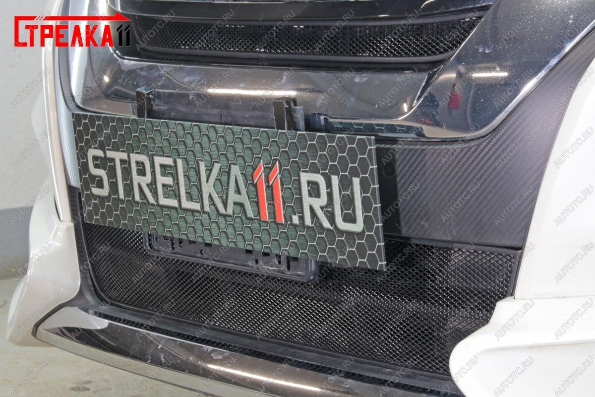 2 399 р. Защита радиатора (низ) Стрелка11 Стандарт Nissan Serena C27 минивэн дорестайлинг (2016-2019) (черная)  с доставкой в г. Вологда