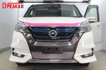 2 189 р. Защита радиатора (верх) Стрелка11 Стандарт  Nissan Serena  C27 (2016-2019) минивэн дорестайлинг (хром)  с доставкой в г. Вологда. Увеличить фотографию 2
