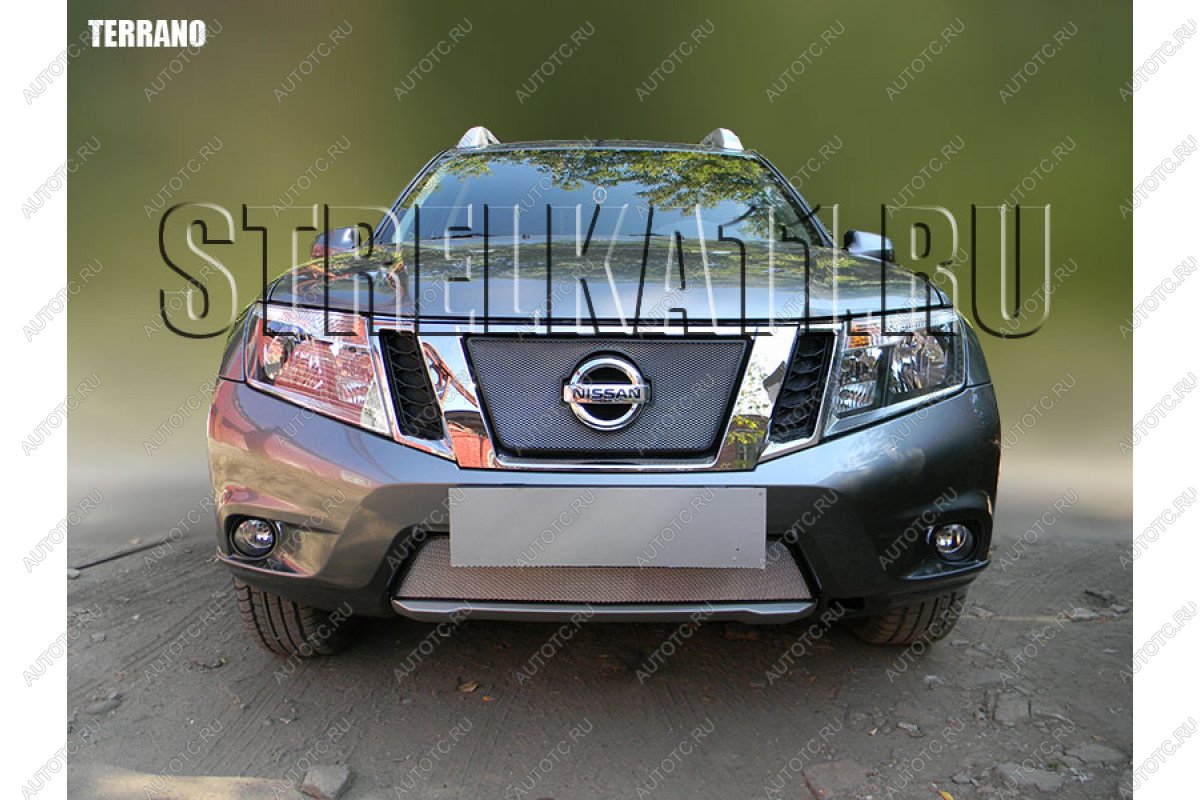 3 399 р. Защита радиатора (верх) Стрелка11 Стандарт  Nissan Terrano  D10 (2013-2016) дорестайлинг (хром)  с доставкой в г. Вологда