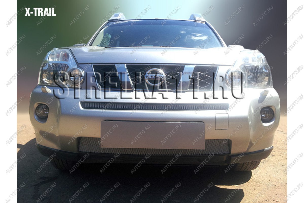 2 699 р. Защита радиатора (середина) Стрелка11 Стандарт  Nissan X-trail  2 T31 (2007-2011) дорестайлинг (хром)  с доставкой в г. Вологда