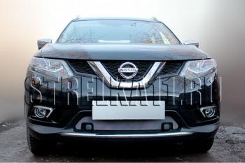 3 199 р. Защита радиатора (с парктроником низ) Стрелка11 Стандарт  Nissan X-trail  3 T32 (2013-2018) дорестайлинг (хром)  с доставкой в г. Вологда. Увеличить фотографию 2