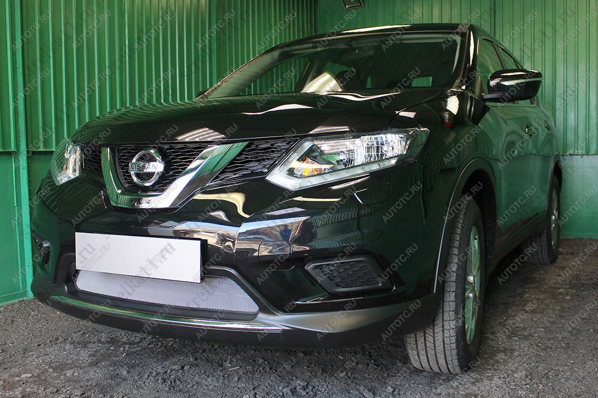3 179 р. Защита радиатора (низ) Стандарт  Nissan X-trail  3 T32 (2013-2018) дорестайлинг (хром)  с доставкой в г. Вологда