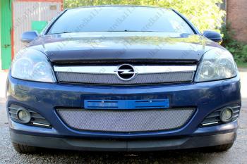 3 149 р. Защита радиатора Стандарт верх Стрелка11  Opel Astra  H (2007-2015) хэтчбек 5дв рестайлинг (хром)  с доставкой в г. Вологда. Увеличить фотографию 2