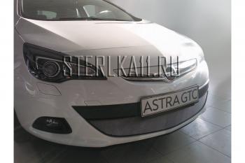 2 999 р. Защита радиатора Стрелка11 Стандарт  Opel Astra  J GTC (2011-2018) (черная)  с доставкой в г. Вологда. Увеличить фотографию 2