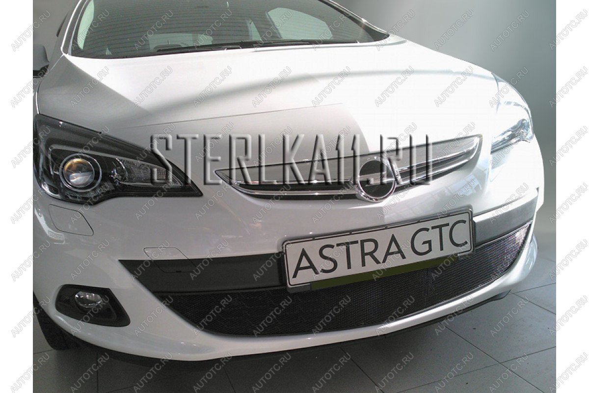 2 999 р. Защита радиатора Стрелка11 Стандарт  Opel Astra  J GTC (2011-2018) (черная)  с доставкой в г. Вологда