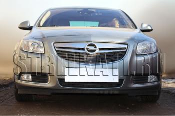 3 689 р. Защита радиатора Стрелка11 Стандарт Opel Insignia A дорестайлинг седан (2008-2013) (черная)  с доставкой в г. Вологда. Увеличить фотографию 2