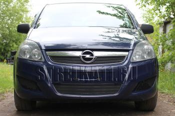 2 799 р. Защита радиатора (верх) Стрелка11 Стандарт Opel Zafira В рестайлинг (2007-2015) (черная)  с доставкой в г. Вологда. Увеличить фотографию 2