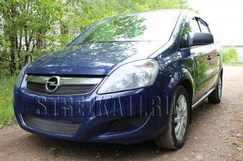 2 799 р. Защита радиатора (верх) Стрелка11 Стандарт Opel Zafira В рестайлинг (2007-2015) (черная)  с доставкой в г. Вологда. Увеличить фотографию 3
