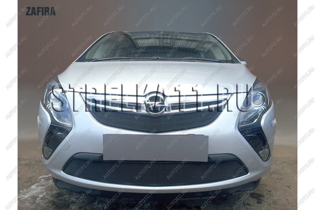 3 169 р. Защита радиатора (низ) Стрелка11 Стандарт Opel Zafira С дорестайлинг (2011-2016) (черная)  с доставкой в г. Вологда