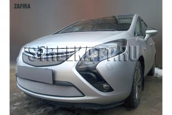 3 149 р. Защита радиатора (верх) Стрелка11 Стандарт  Opel Zafira  С (2011-2016) дорестайлинг (хром)  с доставкой в г. Вологда. Увеличить фотографию 2