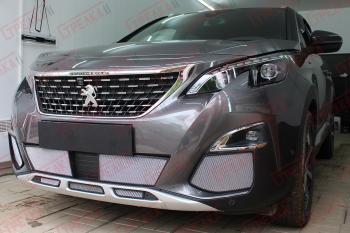 Защита радиатора (низ, середина 5 частей) Стрелка11 Стандарт Peugeot 3008  2 (2016-2025) (хром)