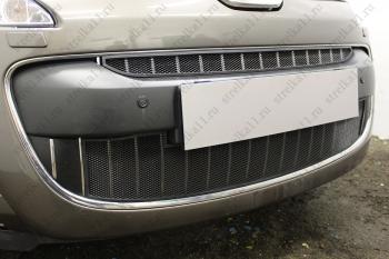 2 669 р. Защита радиатора (верх) Стрелка11 Стандарт  Peugeot 4007 (2007-2012) (черная)  с доставкой в г. Вологда. Увеличить фотографию 2