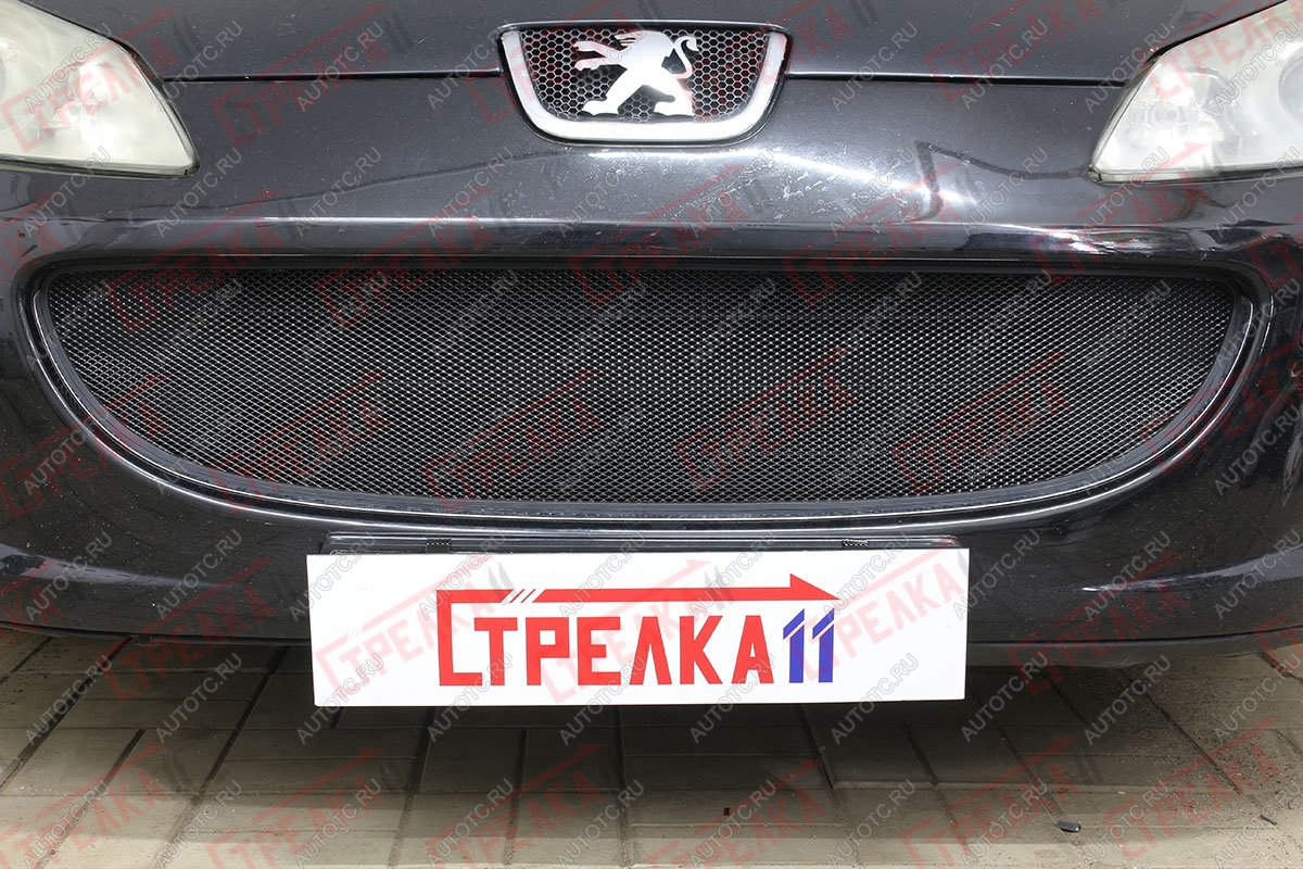 3 279 р. Защита радиатора (низ) Стрелка11 Стандарт Peugeot 407 седан (2004-2010) (черная)  с доставкой в г. Вологда
