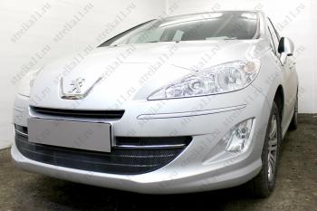 3 799 р. Защита радиатора (3 части) Стрелка11 Стандарт  Peugeot 408 (2010-2017)  дорестайлинг (черная)  с доставкой в г. Вологда. Увеличить фотографию 2