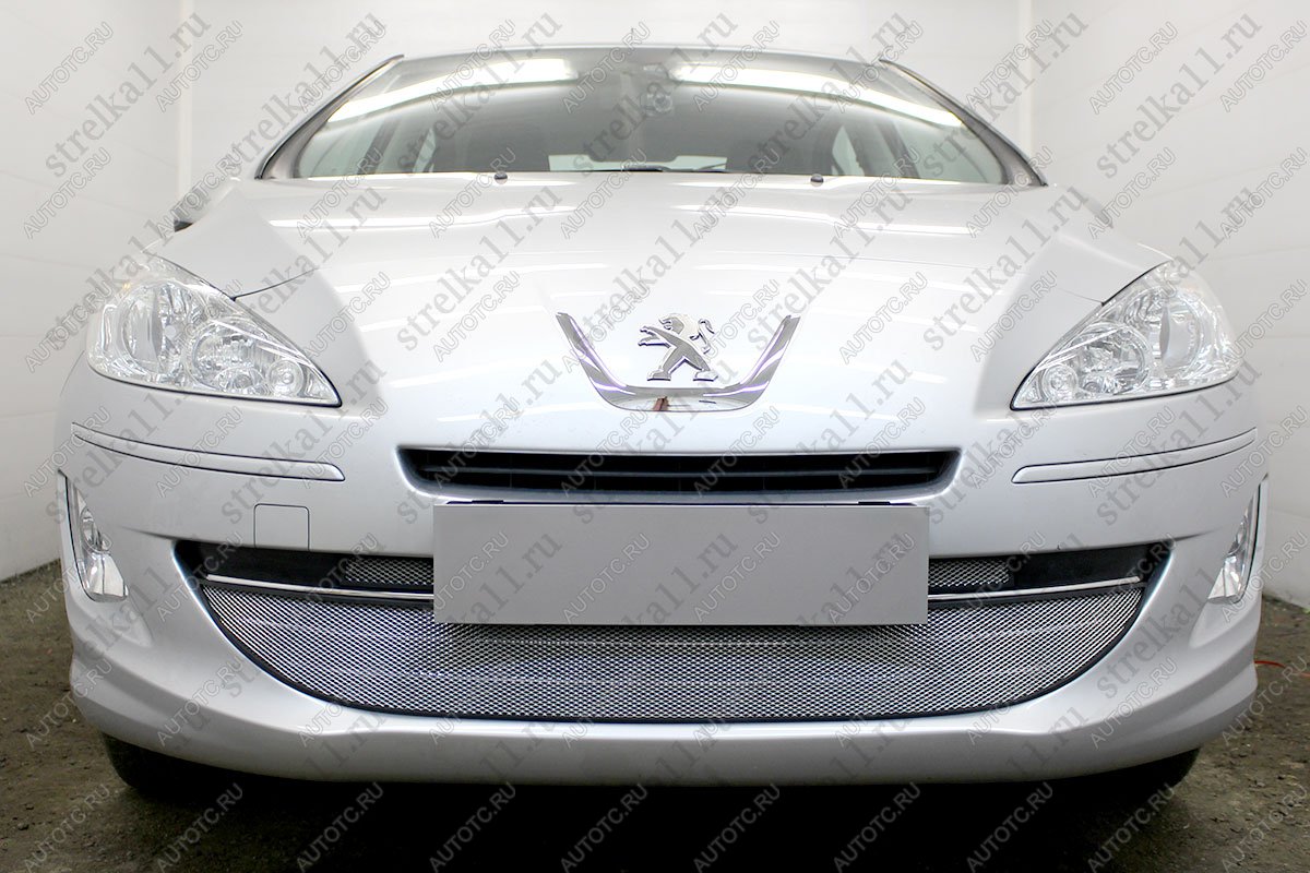 3 899 р. Защита радиатора (3 части) Стрелка11 Стандарт  Peugeot 408 (2010-2017)  дорестайлинг (хром)  с доставкой в г. Вологда
