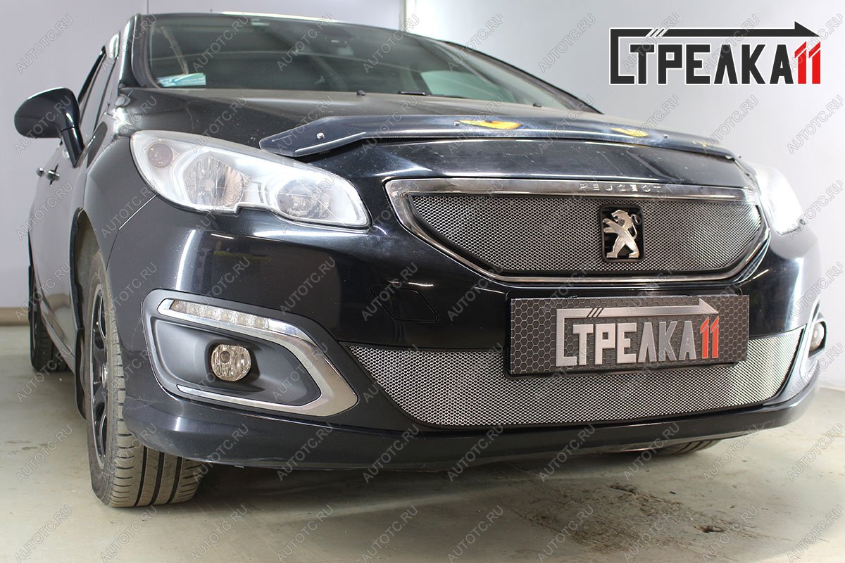 3 389 р. Защита радиатора (низ) Стрелка11 Стандарт  Peugeot 408 (2015-2022) рестайлинг (черная)  с доставкой в г. Вологда