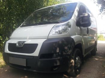 3 169 р. Защита радиатора (верх) Стрелка11 Стандарт Peugeot Boxer 250 (2006-2014) (черная)  с доставкой в г. Вологда. Увеличить фотографию 2