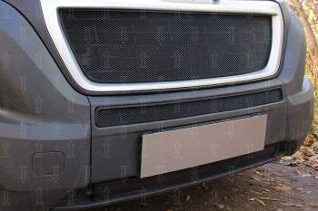 3 899 р. Защита радиатора (верх) Стрелка11 Стандарт  Peugeot Boxer  290 (2014-2025) (черная)  с доставкой в г. Вологда. Увеличить фотографию 2