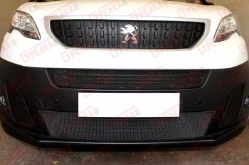 Защита радиатора (боковые 2 части) Стандарт Peugeot Expert  K0 (2016-2024) цельнометаллический фургон дорестайлинг (черная)