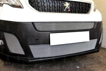 Защита радиатора (2 части боковые) Стрелка11 Стандарт Peugeot Expert  K0 (2016-2024) цельнометаллический фургон дорестайлинг (хром)