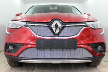 3 699 р. Защита радиатора (верх, 2 части) Стрелка11 Стандарт  Renault Arkana (2019-2025) (хром)  с доставкой в г. Вологда. Увеличить фотографию 2
