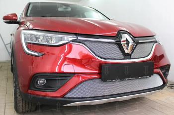 Защита радиатора (верх, 2 части) Стрелка11 Стандарт Renault Arkana (2019-2025) (хром)