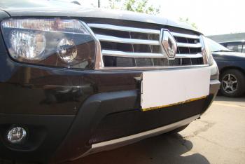 2 999 р. Защита радиатора Стрелка11 Стандарт Renault Duster HS дорестайлинг (2010-2015) (черная)  с доставкой в г. Вологда. Увеличить фотографию 2