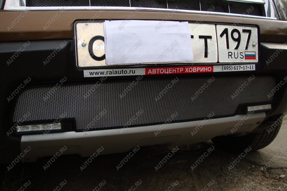 3 169 р. Защита радиатора ( с вырезом под ДХО) Стрелка11 Стандарт  Renault Duster  HS (2010-2015) дорестайлинг (черная)  с доставкой в г. Вологда