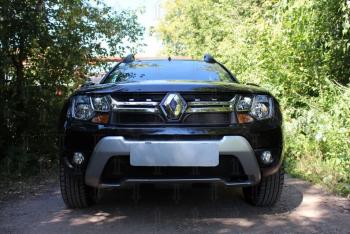 2 759 р. Защита радиатора (верх) Стрелка11 Стандарт Renault Duster HS рестайлинг (2015-2021) (черная)  с доставкой в г. Вологда. Увеличить фотографию 3