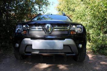 3 079 р. Защита радиатора (низ) Стрелка11 Стандарт  Renault Duster  HS (2015-2021) рестайлинг (хром)  с доставкой в г. Вологда. Увеличить фотографию 3