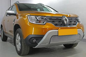 3 599 р. Защита радиатора (верх, 4 части) Стрелка11 Стандарт  Renault Duster  HM (2021-2024) рестайлинг (хром)  с доставкой в г. Вологда. Увеличить фотографию 3