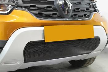 3 599 р. Защита радиатора (низ) Стрелка11 Стандарт Renault Duster HM рестайлинг (2021-2024) (черная)  с доставкой в г. Вологда. Увеличить фотографию 2