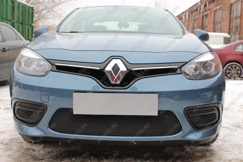 2 669 р. Защита радиатора (верх) Стрелка11 Стандарт Renault Fluence рестайлинг (2012-2016) (черная)  с доставкой в г. Вологда