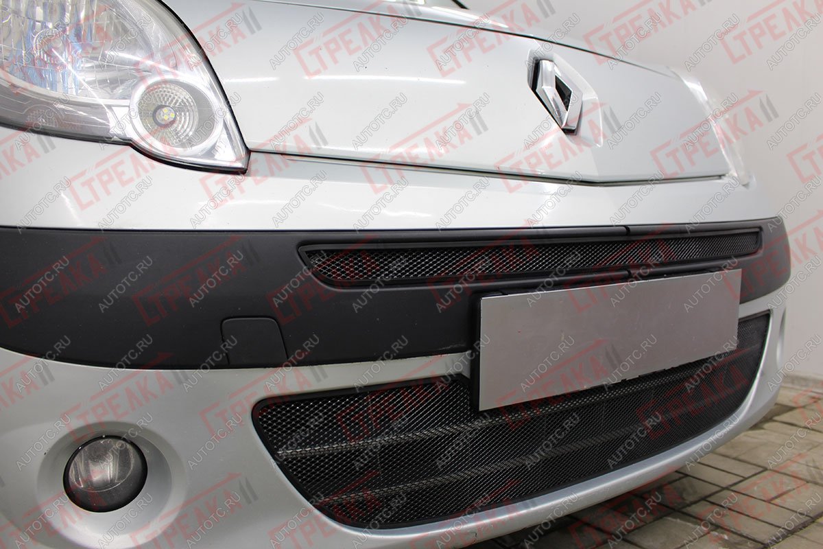 2 669 р. Защита радиатора (верх) Стрелка11 Стандарт Renault Kangoo KW0 дорестайлинг (2008-2013) (черная)  с доставкой в г. Вологда