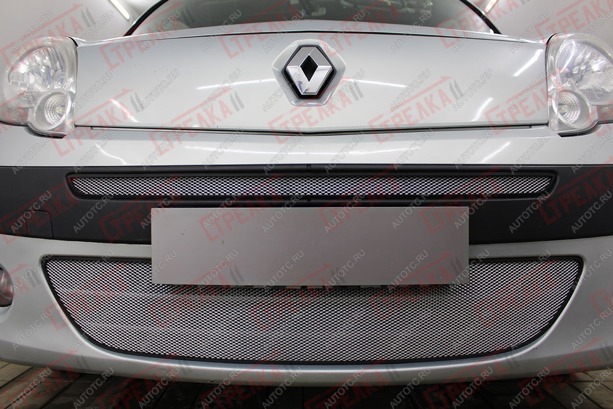 2 799 р. Защита радиатора (верх) Стрелка11 Стандарт  Renault Kangoo  KW0 (2008-2013) дорестайлинг (хром)  с доставкой в г. Вологда