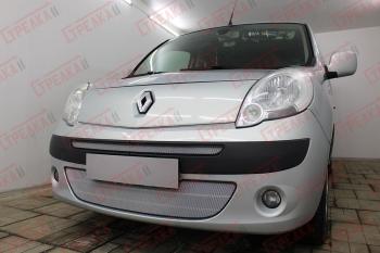 2 799 р. Защита радиатора (верх) Стрелка11 Стандарт  Renault Kangoo  KW0 (2008-2013) дорестайлинг (хром)  с доставкой в г. Вологда. Увеличить фотографию 3