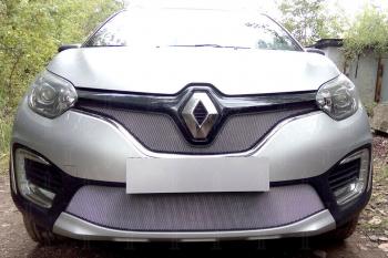 3 499 р. Защита радиатора (верх) Стрелка11 Стандарт  Renault Kaptur (2016-2020) дорестайлинг (хром)  с доставкой в г. Вологда. Увеличить фотографию 2