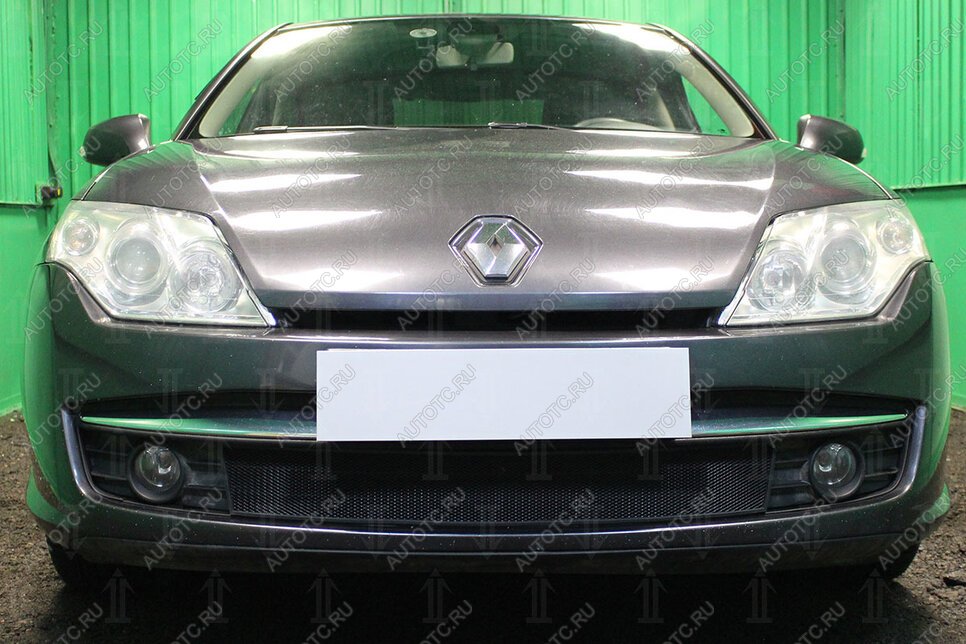 2 899 р. Защита радиатора (кроме 2.0) Стрелка11 Стандарт Renault Laguna X91 лифтбэк дорестайлинг (2007-2011) (черная)  с доставкой в г. Вологда