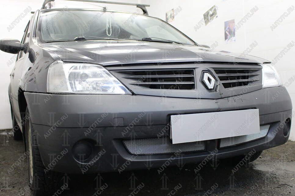 2 899 р. Защита радиатора (низ) Стрелка11 Стандарт  Renault Logan  1 (2004-2010) дорестайлинг (хром)  с доставкой в г. Вологда
