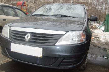 2 899 р. Защита радиатора Стрелка11 Стандарт  Renault Logan  1 (2010-2016) рестайлинг (черная)  с доставкой в г. Вологда. Увеличить фотографию 2