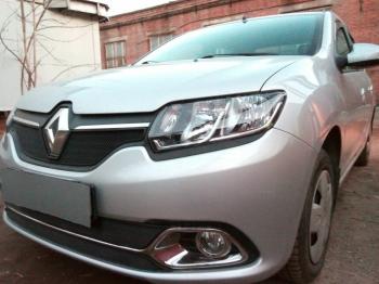 4 549 р. Защита радиатора (Privilege, Luxe Privilege) (низ) Стрелка11 Стандарт Renault Logan 2 дорестайлинг (2014-2018) (черная)  с доставкой в г. Вологда. Увеличить фотографию 2