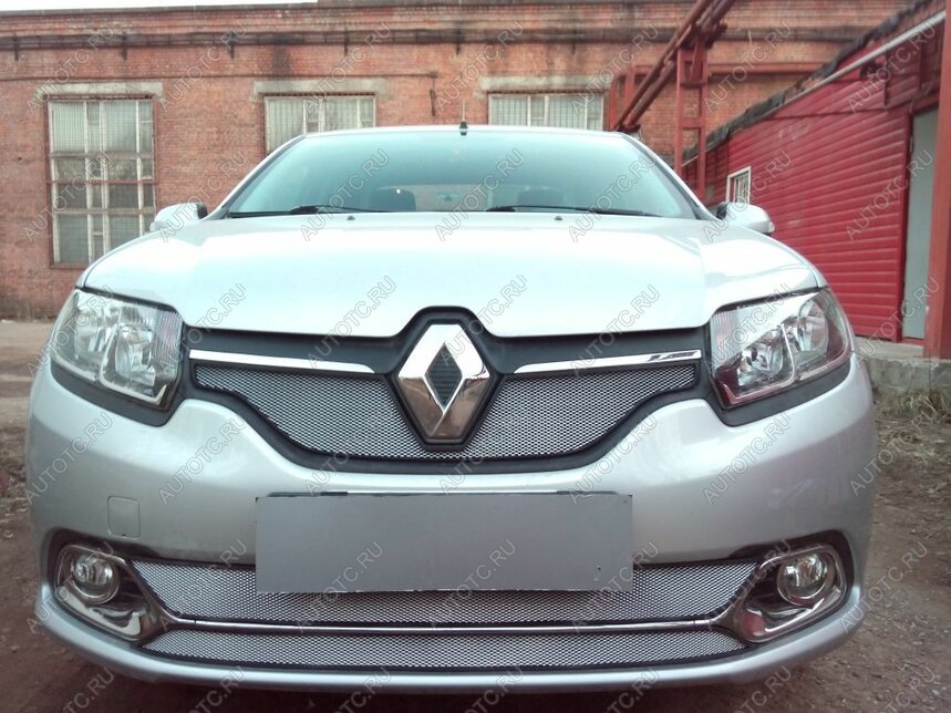 4 649 р. Защита радиатора (Privilege, Luxe Privilege) (низ) Стрелка11 Стандарт  Renault Logan  2 (2014-2018) дорестайлинг (хром)  с доставкой в г. Вологда