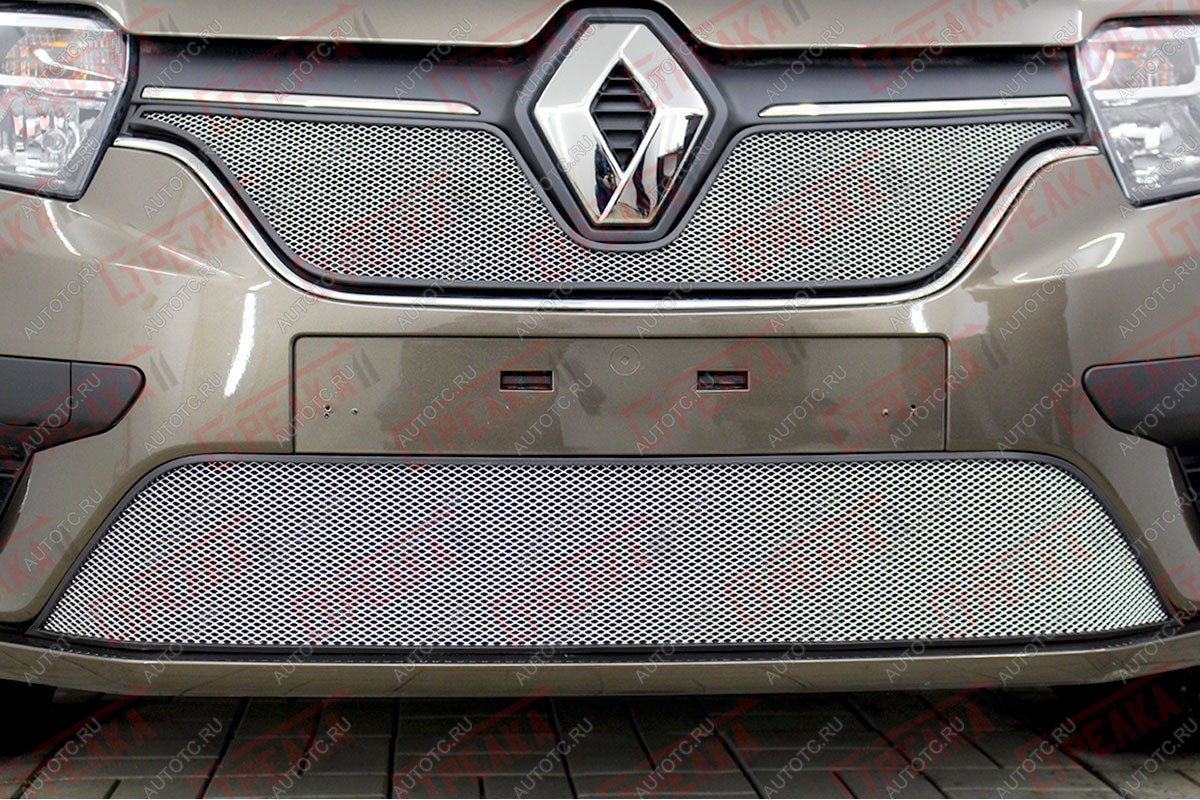 3 399 р. Защита радиатора (верх) Стрелка11 Стандарт  Renault Logan  2 - Sandero Stepway  (B8) (хром)  с доставкой в г. Вологда